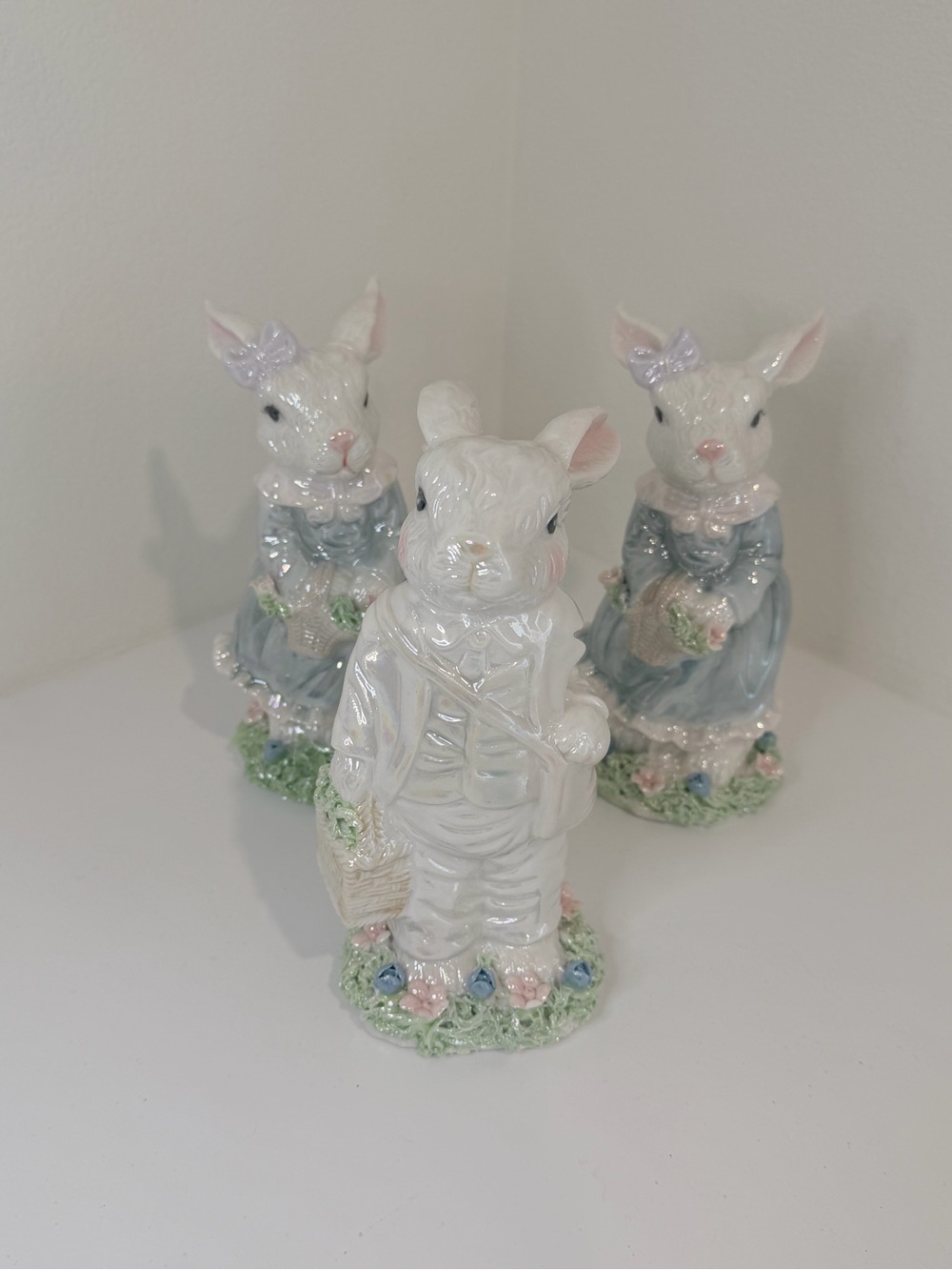 Glazed Ceramic White Bunny Figurine - Decorative Easter Home Accent